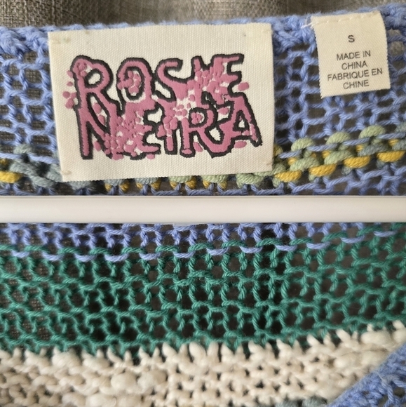 Anthropologie Rosie Neira Sweater Women's Small Multicolor Marbled Bands Crochet - Picture 3 of 4